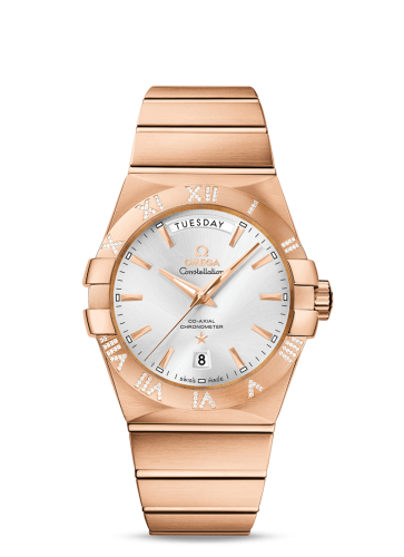 Omega Constellation Co-Axial 38 Day-Date Red Gold / Diamond / Silver